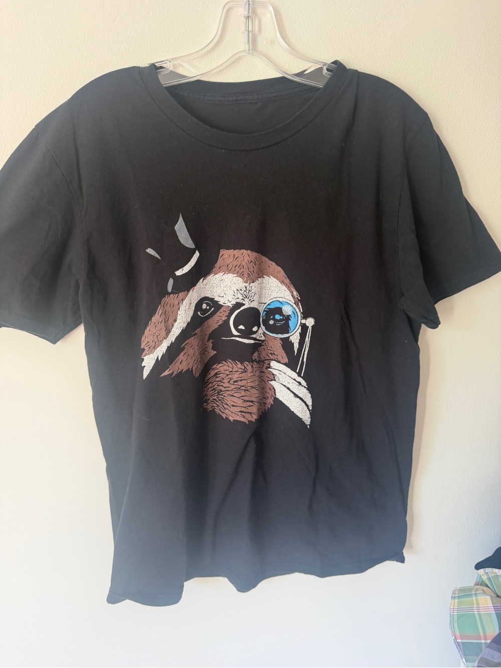 Black Sloth Graphic Tee with Monocle